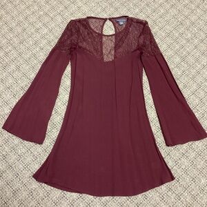 Kendall & Kylie Burgundy with Lace Long Sleeve Dress * Size Juniors XS
